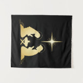 Elegant Gold Nativity Scene | Modernes Christlich Wandteppich (Vorderseite (Horizontal))