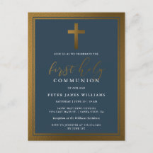 Elegant Gold & Navy Blue First Holy Communion