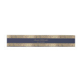 Elegant Gold Navy Blue Floral Rose Script Hochzeit Einladungsbanderole (Flach)