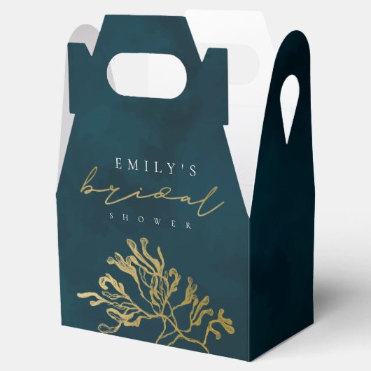 ELEGANT GOLD NAVY UNDERWASSER SEAWEED BRIDAL SHOWE GESCHENKSCHACHTEL (Geöffnet)