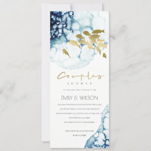 ELEGANT GOLD NAVY UNDERWASSERFISCHKUPPELDUSCHE EINLADUNG