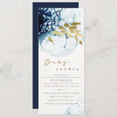 ELEGANT GOLD NAVY UNTERWASSER FISH BABY DUSCHE EINLADUNG (Vorne/Hinten)