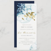 ELEGANT GOLD NAVY UNTERWASSER FISH VOW RENEWAL EINLADUNG (Vorne/Hinten)