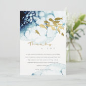 ELEGANT GOLD NAVY UNTERWASSER-MEERESFISCHWEDEN DANKESKARTE (Stehend Vorderseite)
