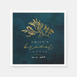 ELEGANT GOLD NAVY UNTERWASSER MEERESWEED BRAUTPART SERVIETTE
