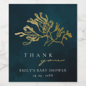 ELEGANT GOLD NAVY UNTERWASSER WEED BABY DUSCHE WEINETIKETT (Einzelnes Label)