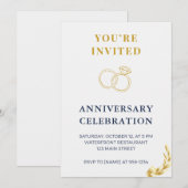 Elegant Gold & Navy Wedding Anniversary Invitation Einladung (Vorne/Hinten)