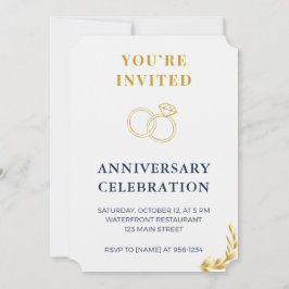 Elegant Gold & Navy Wedding Anniversary Invitation Einladung