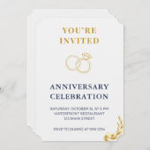 Elegant Gold & Navy Wedding Anniversary Invitation Einladung (Vorne/Hinten)