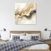 Elegant Gold & Neutral Marble Abstract Art Leinwanddruck (Insitu (Schlafzimmer))