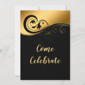 Elegant Gold New Years Einladung (Rückseite)