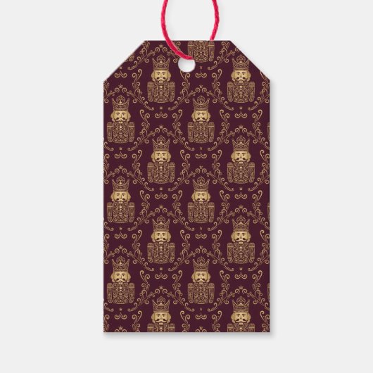 Elegant Gold Nutcracker Christmas Damask Geschenkanhänger (Vorderseite)