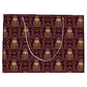Elegant Gold Nutcracker Christmas Damask Große Geschenktüte (Rückseite)
