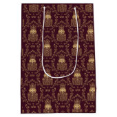 Elegant Gold Nutcracker Christmas Damask Mittlere Geschenktüte (Rückseite)