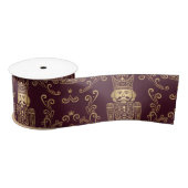 Elegant Gold Nutcracker Christmas Damask Satinband (Spule)
