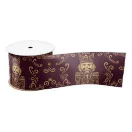 Elegant Gold Nutcracker Christmas Damask Satinband