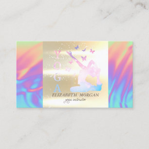 Elegant Gold Ombre Holographic Yoga Instructor Visitenkarte