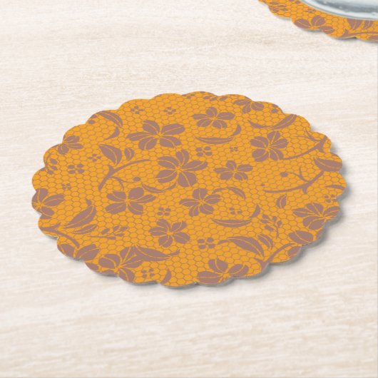 Elegant Gold Orange Lacey Design Untersetzer (angewinkelt)