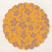 Elegant Gold Orange Lacey Design Untersetzer (Vorderseite)