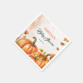 Elegant Gold Orange Watercolor Pumpkin Fall Leaves Serviette (Ecke)