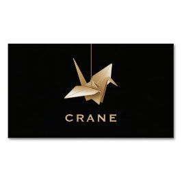 Elegant Gold Origami Crane Black Minimalist Magnetische Visitenkarte