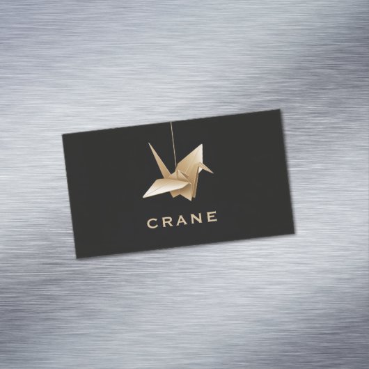 Elegant Gold Origami Crane Black Minimalist Magnetische Visitenkarte (Beispiel)