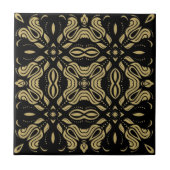 Elegant Gold Ornamental Pattern on Black Fliese (Vorderseite)
