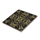 Elegant Gold Ornamental Pattern on Black Fliese (Seite)