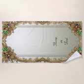 Elegant Gold Ornate Beach Towel Strandtuch (Vorderseite)