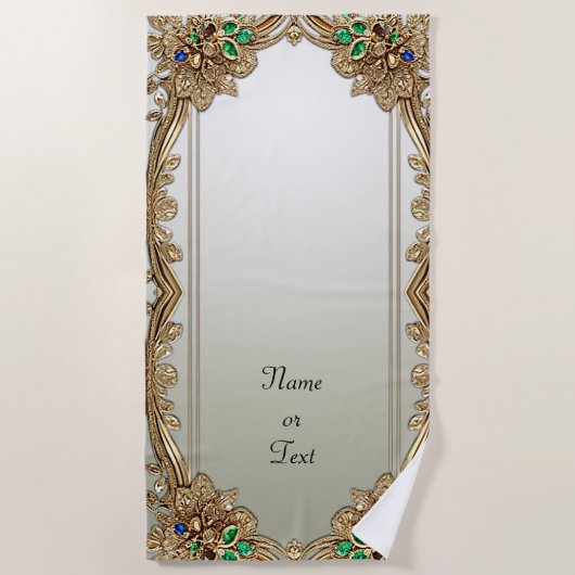 Elegant Gold Ornate Beach Towel Strandtuch (Vorderseite)