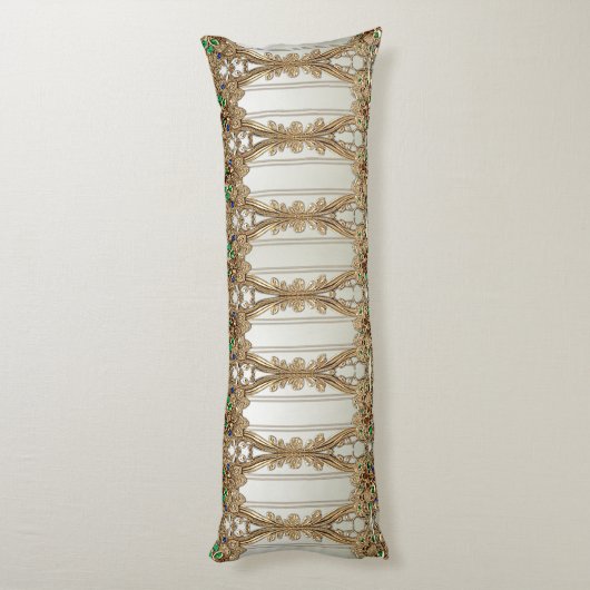 Elegant Gold Ornate Body Pillow Seitenschläferkissen (Rückseite (Vertikal))