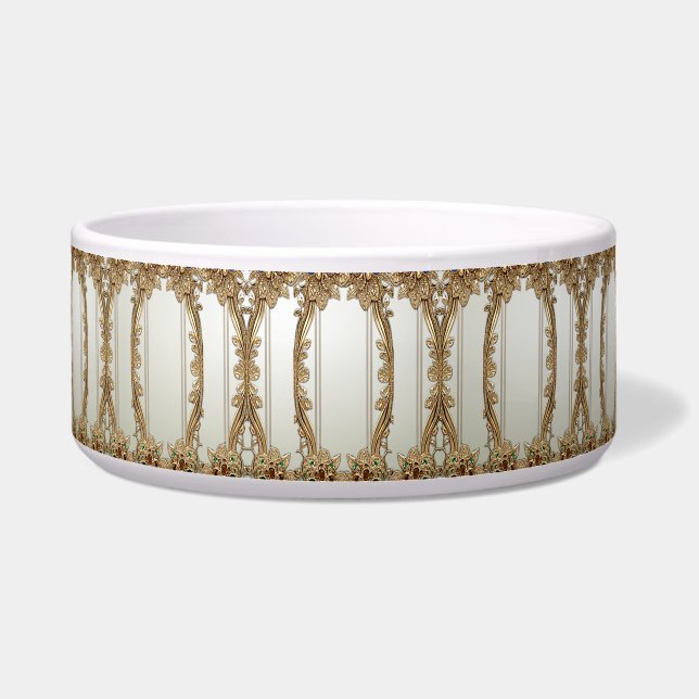 Elegant Gold Ornate Ceramic Pet Bowl Napf (Vorderseite)