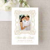 Elegant Gold Ornate Frame 2 Photo QR Code Wedding Save The Date