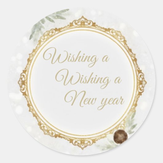 Elegant Gold Ornate Frame Round Sticker with Eucal (Vorderseite)