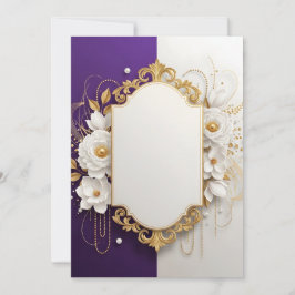 Elegant Gold Ornate Frame with White Floral Dankeskarte
