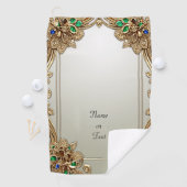 Elegant Gold Ornate Golf Towel Golfhandtuch (Insitu)