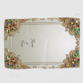 Elegant Gold Ornate Golf Towel Golfhandtuch (Horizontal)