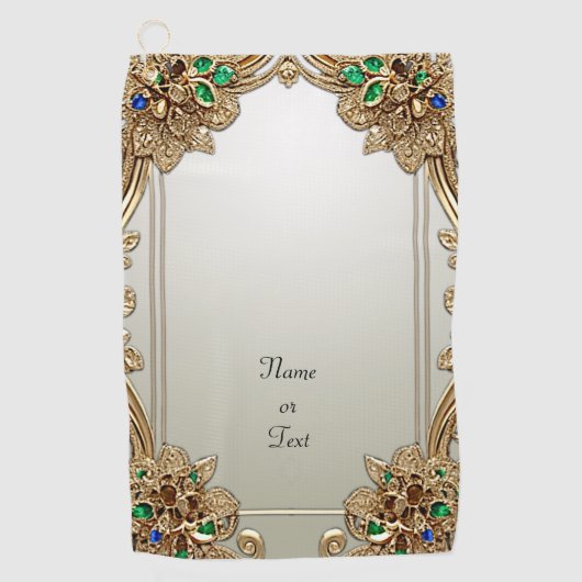 Elegant Gold Ornate Golf Towel Golfhandtuch (Vorderseite)