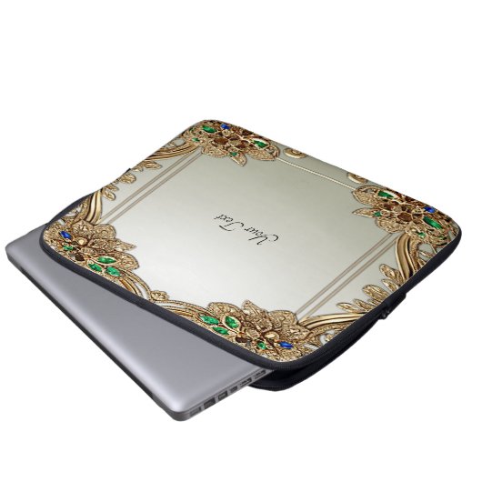Elegant Gold Ornate Laptop Sleeve (Vorne Knopf)