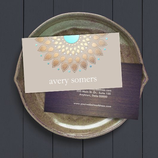 Elegant Gold Ornate Lotus Mandala Natural Health Visitenkarte