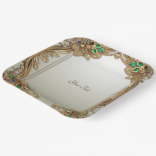 Elegant Gold Ornate Paper Plate Pappteller (Gewinkelt)