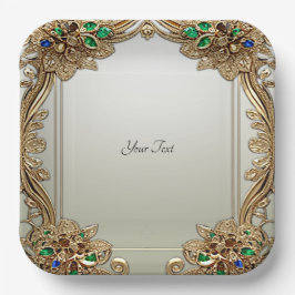 Elegant Gold Ornate Paper Plate Pappteller
