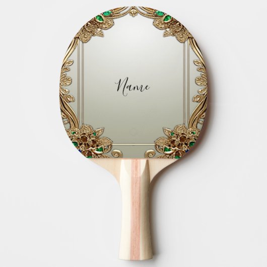 Elegant Gold Ornate Ping Pong Paddle Tischtennis Schläger (Vorderseite)