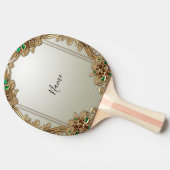 Elegant Gold Ornate Ping Pong Paddle Tischtennis Schläger (Seitenansicht)