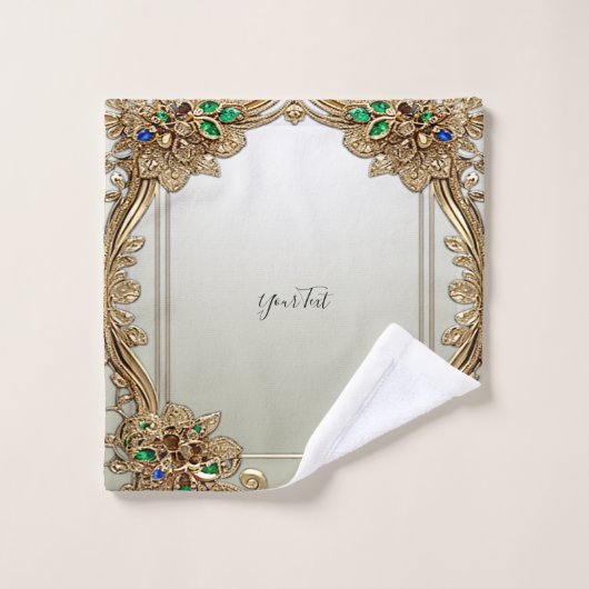 Elegant Gold Ornate Towel Set (Waschlappen)