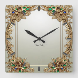 Elegant Gold Ornate Wall Clock Quadratische Wanduhr