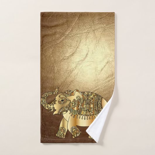Elegant Gold Paisley Elephant Imitate Leather Handtuch (Handtuch)