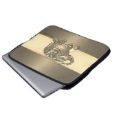 Elegant Gold Paisley Elephant - Personalisiert Laptopschutzhülle (Vorne Knopf)