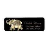 Elegant Gold Paisley Floral Elephant, Black (Vorne)