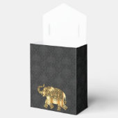 Elegant Gold Paisley Floral Elephant, Black Damask Geschenkschachtel (Geöffnet)